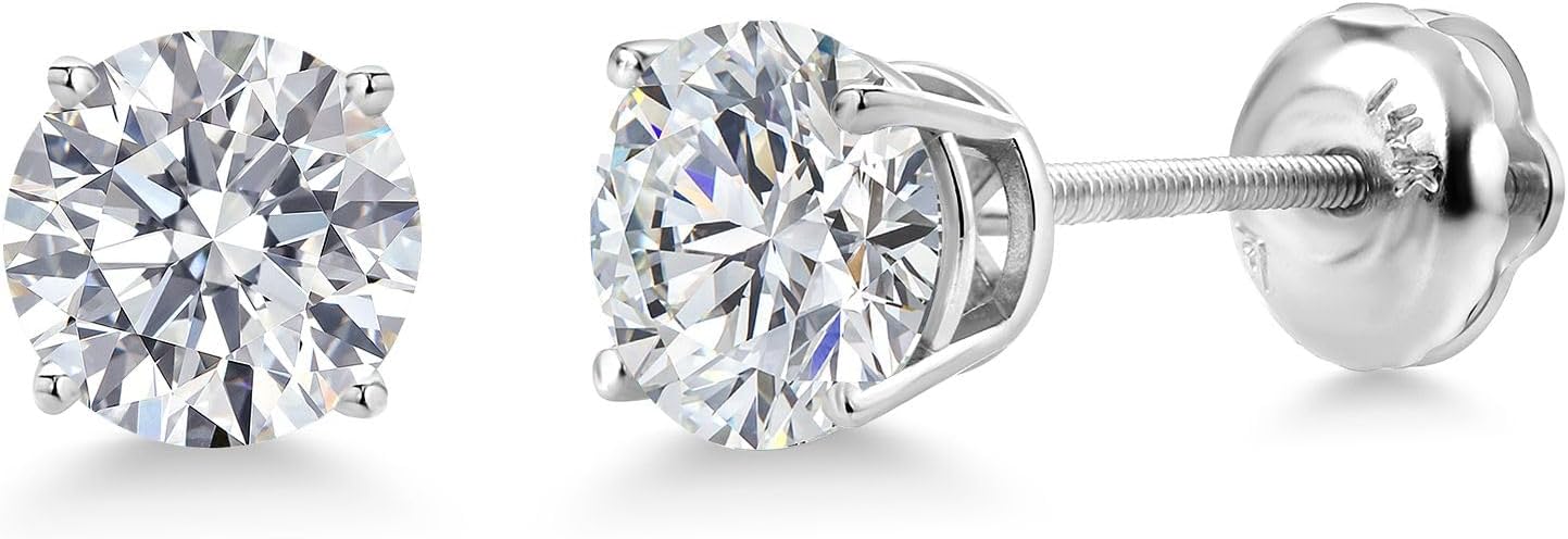 Gem Stone King 0.20 to 6 Cttw 14K Gold Lab Grown Diamond Stud Earrings | Gold Earrings For Women Men | E-F Color | VS1-VS2 Clarity