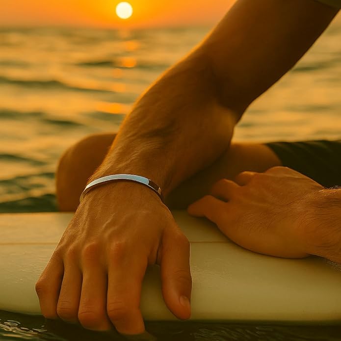 Forge & Foundry Men's Minimalist Titanium Cuff Bracelet | Versitile Unisize Waterproof | Design-Led Artisan Jewelry, from London | Ravick