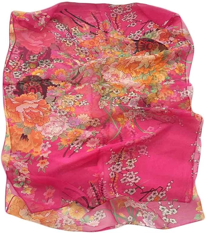 Pokeedioty Scarfs for Women Lightweight Fashion Scarves Elegant Floral Pattern Sheer Scarfs