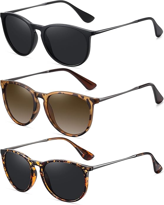 Retro sunglasses womens 2024 trendy round classic glasses