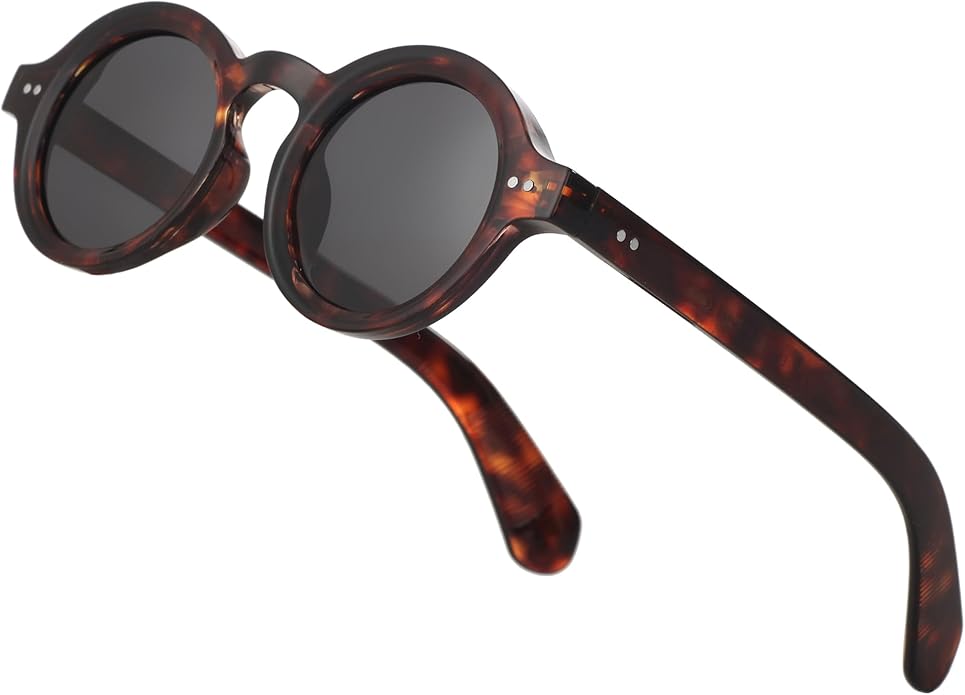 Trendy Round Polarized Sunglasses for Men Women Chunky Hippie Costume Sun Glasses 90s Circle Retro Style