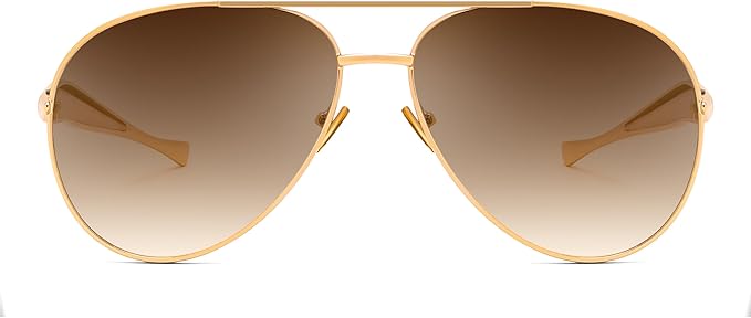 FEISEDY Oversized Aviator Sunglasses Women Men - Retro Gold Metal Chunky Frame, UV400 for Driving & Daily Wear B0311