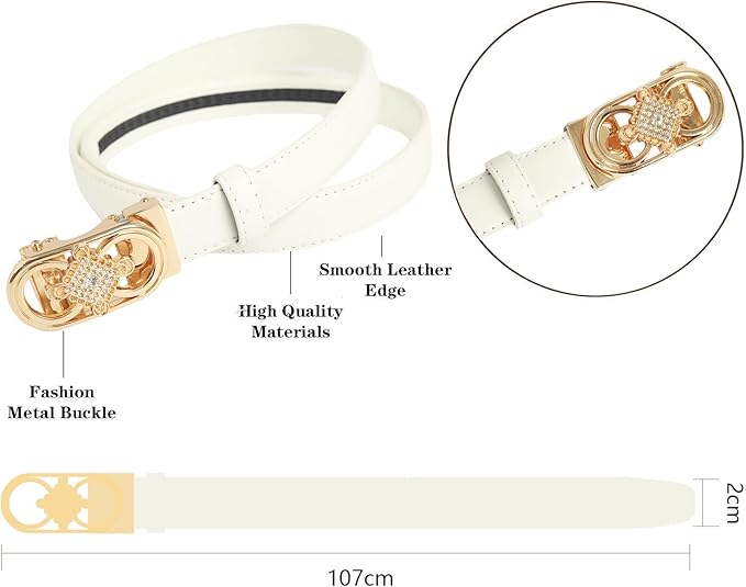 Women's Fashion Classic Metal Buckle Leather Belt with Jeans Dress