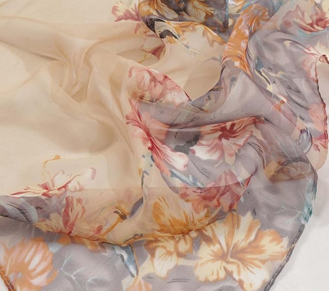 Pokeedioty Scarfs for Women Lightweight Fashion Scarves Elegant Floral Pattern Sheer Scarfs