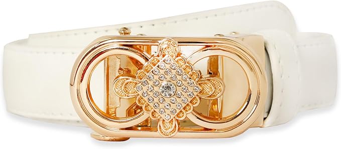Women's Fashion Classic Metal Buckle Leather Belt with Jeans Dress
