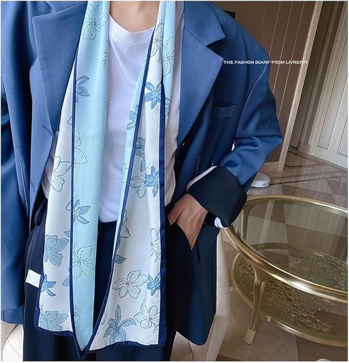 Livrerpi Silk Feeling Head Scarf Fashion Satin Hair Scarf Square Long Scarves for Women Gifts