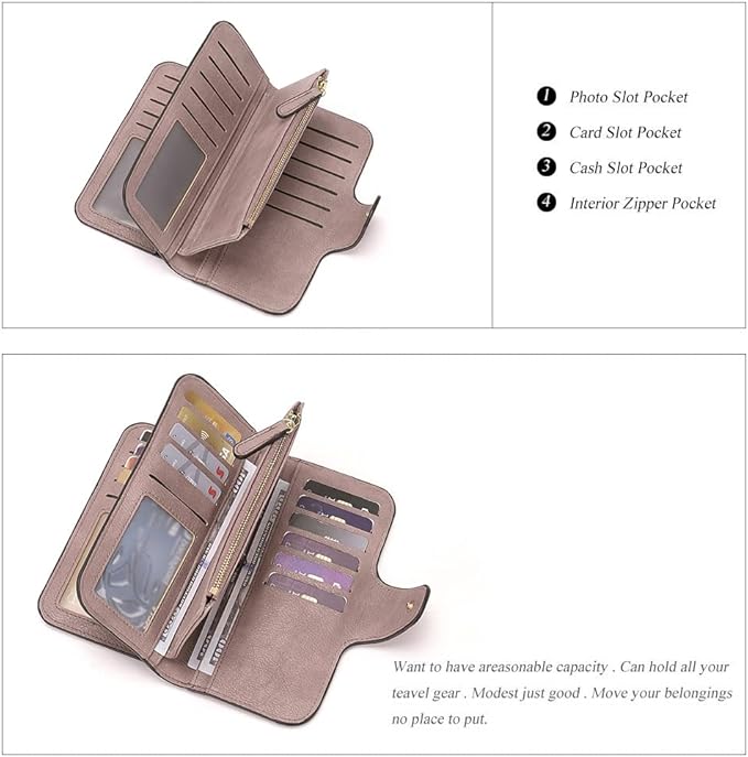 CLUCI Wallet For Women PU Leather RFID Blocking Womens Wallet Bifold Card Holder with ID Window Gifts for Women Birthday | RFID Blocking, Designer, Trifold, Card Holder, ID Window