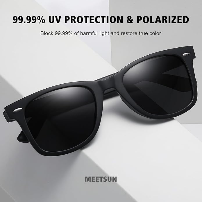 MEETSUN Retro Polarized Sunglasses for Women Men Classic Mirror Lens Driving Trendy Sun Glasses UV Protection (3 Pack)