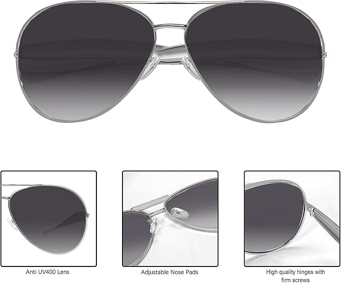 Retro Gold Aviator Sunglasses for Women Men, 2025 Metal Oversized 70s Aviators Sun Glasses