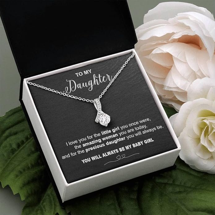 VIRAGIL To My Daughter Gift Necklace From Dad or Mom - Badass Daughter Jewelry With Heartfelt Message & Elegant Box