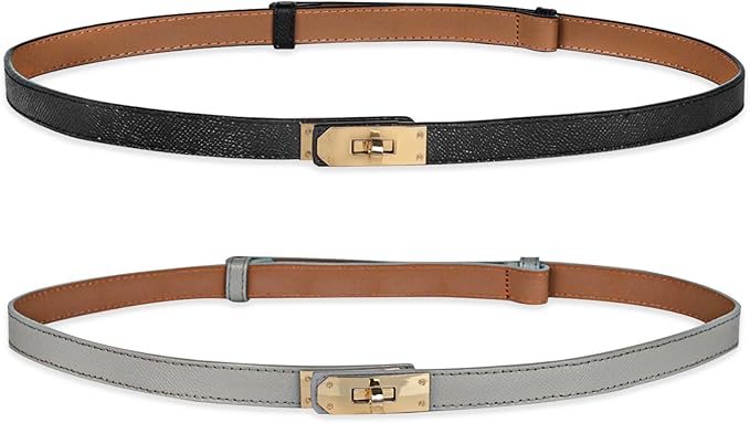 Women's Fashion Classic Metal Buckle Leather Belt with Jeans Dress
