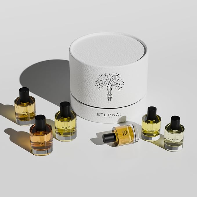 Eternal Perfume Oils Gift Box- Concentrated Perfume Oil Gift Set 6 - Oil-Based Perfume for Women & Men - Eau de Parfum - Cherry On Top, Cherry Chic, Turkish Rose, Lavender latte, Nocturnal, Candy Shop