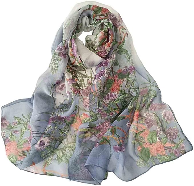 Pokeedioty Scarfs for Women Lightweight Scarves Elegant Floral Pattern Sheer Scarfs Shawls Wraps