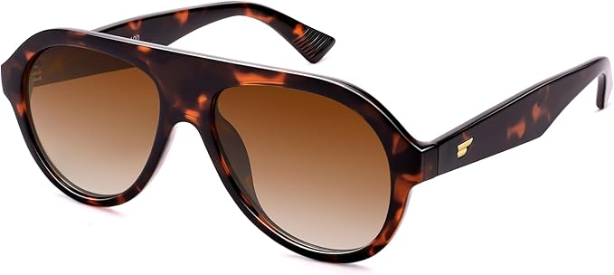 VANLINKER Retro Aviator Polarized Sunglasses for Men Women Trendy 70s Vintage Plastic Frame Sun Glasses VL9750
