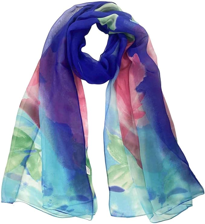Pokeedioty Scarfs for Women Lightweight Fashion Scarves Elegant Floral Pattern Sheer Scarfs