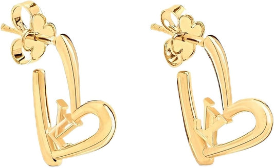 18K Gold Luxurious Heart Drop Earrings Designer-Crafted Elegant Statement Jewelry for Women Premium Tarnish-Resistant Fashion Accessory with Artistic Heart Silhouette Christmas gift