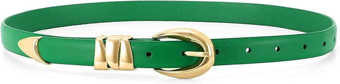 WHIPPY Women Skinny Leather Belt for Jeans Pants Dresses Ladies Fashion Waist Belt with Shiny Gold Buckle