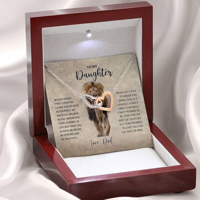 VIRAGIL To My Daughter Gift Necklace From Dad or Mom - Badass Daughter Jewelry With Heartfelt Message & Elegant Box