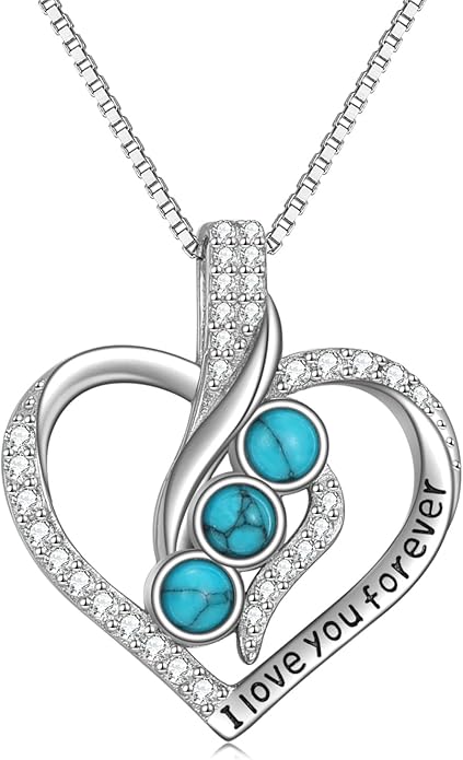 Rose Heart Birthstone Necklace for Women - Solid S925 Sterling Silver with Rose Gold Plated Infinity Symbol of Love Valentine's, Mother's Day, Anniversary, Christmas Birthday Gift for Her, Mom, Wife, or Girlfriend.