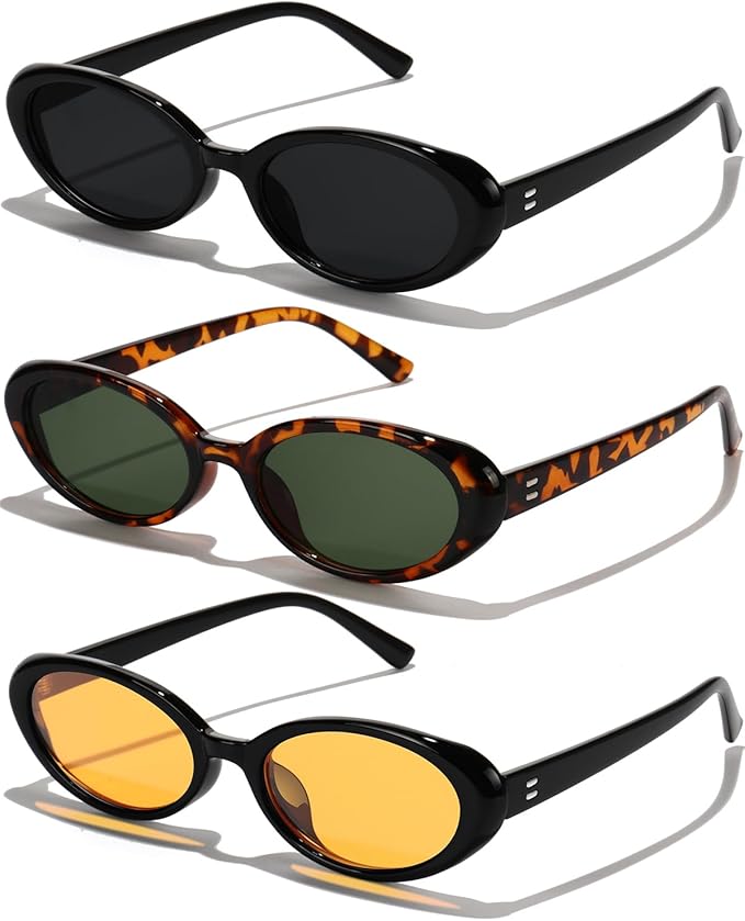 Oval Sunglasses for Women Men Fashion Small 90s Style Sun Glasses UV400