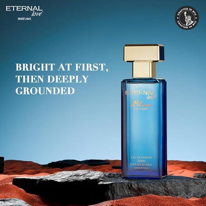 Eternal Love Blue for Women - Long Lasting Eau de Parfum Spray - Soft Powdery Floral Scent with Vanilla & Jasmine - Feminine & Alluring Fragrance - 1.7oz