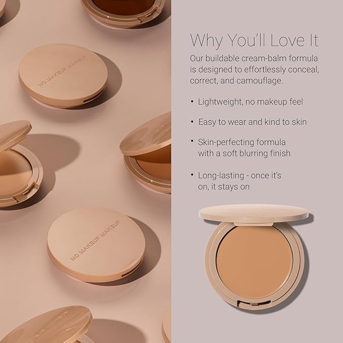 No Makeup Makeup Long-Lasting Lightweight Foundation & Brush Duo | Cruelty-Free, Fragrance-Free, Buildable, Transfer-Proof Makeup (Warm Deep)