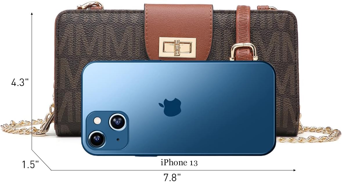 MKP COLLECTION Women Small Crossbody Shoulder Bag Zip Wallet Purse Handbags Clutch Credit Card Holder with Chain Strap