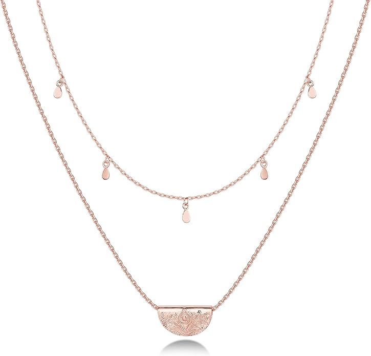 PAVOI 14K Gold Plated Layering Necklaces | Stylish Minimalist Design Pendant Necklaces | Bar, Circle, Lotus, Disc, Dog Tag, Horizontal Bar Pendants for Women