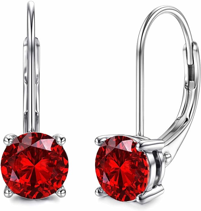 Moissanite Earrings,1.0ct-2.0ct D Color Brilliant Round Cut Earring 18K White Gold Plated Sterling Silver Dangle Earrings Moissanite Leverback Drop Earring s