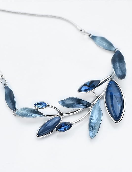 Vintage Statement Jewelry Set Leaf Floral Bohemian Boho Statement Necklace Earring Set Crystal Fashion Costume Jewelry