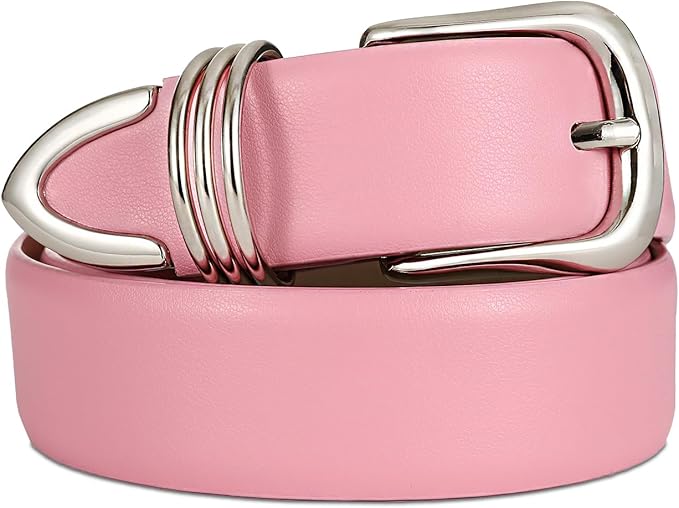 Women's Leather Belts with Gold Buckle Fashion Leather Waist Belt Elegant Ladies Belts for Jeans Dress & Casual Wear