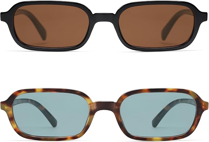 Retro Rectangular Sunglasses for Women Vintage Fashion Trendy Funny Small 90s Square Sunnies 2025 AP3698