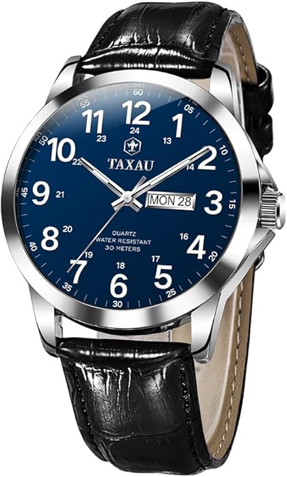 Watches for Men Luxury Analog Waterproof Classic Leather Large Face Simple Easy Read Quartz Minimalist Dress Day Date Quartz Mens Watches