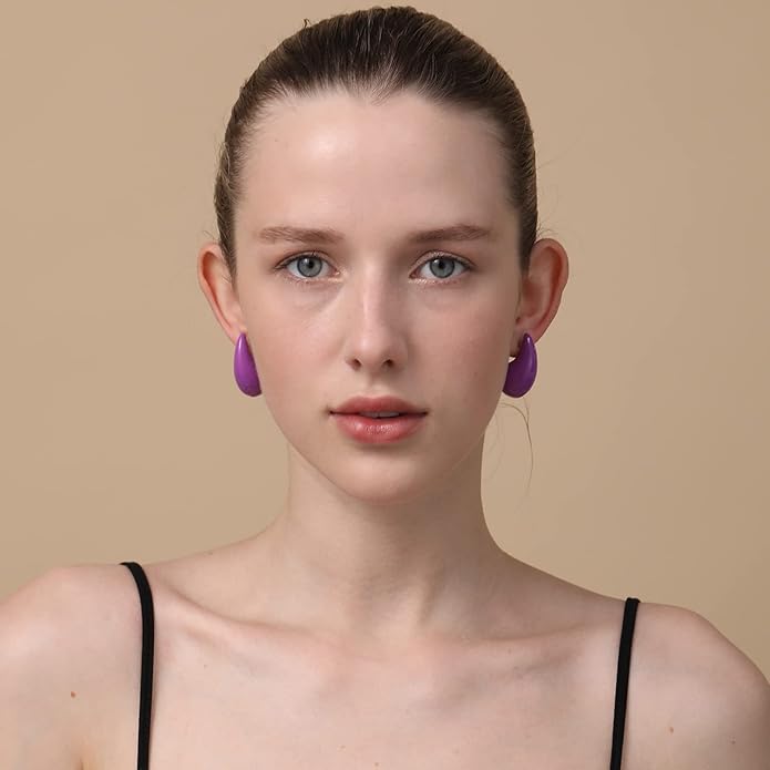 Apsvo Chunky 14K Gold Plated Hoop Earrings for Women, Lightweight Waterdrop Hollow Open Hoops, Hypoallergenic Dupes Earrings