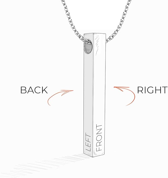 OAK & LUNA - Personalized Pillar Bar Necklace with Diamond Options - Custom Inscription Engraved Pendant - Up to 4 Names - Jewelry Gift for Women, Her, Mother For Mother's Day, Christmas