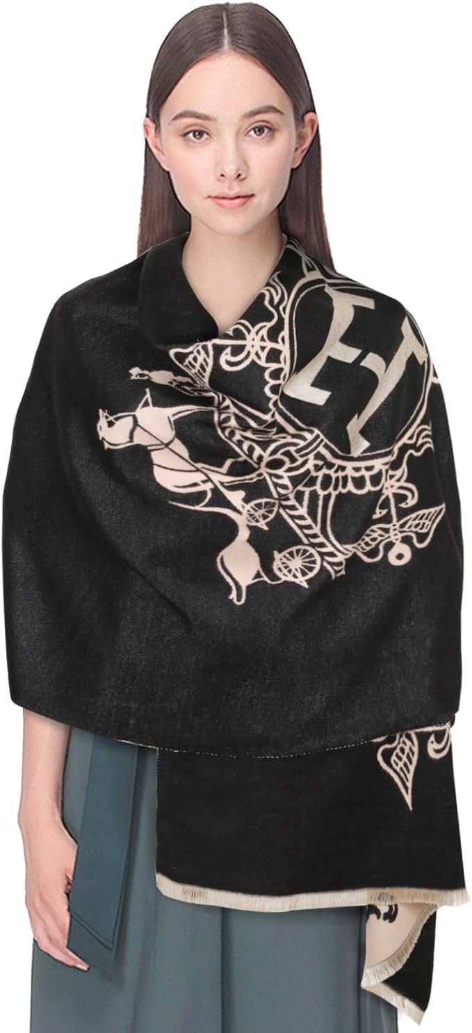 EXTREE Scarfs for Women Pashmina Silky Shawl Wrap for Evening Dressing Blanket Open Front Poncho Cape