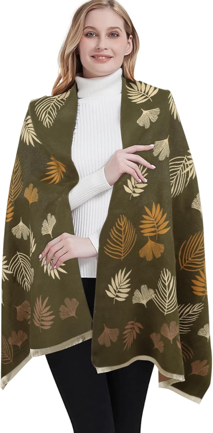EXTREE Scarfs for Women Pashmina Silky Shawl Wrap for Evening Dressing Blanket Open Front Poncho Cape