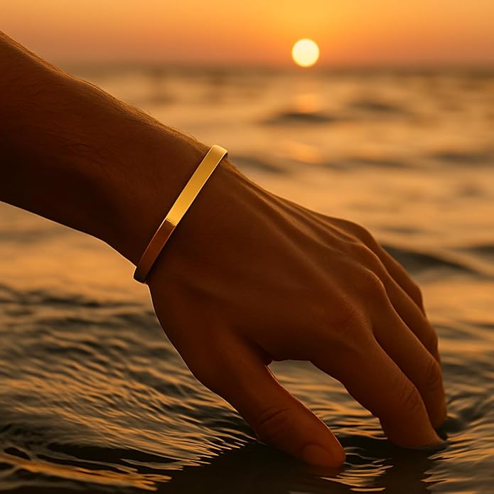 Forge & Foundry Men's Minimalist Titanium Cuff Bracelet | Versitile Unisize Waterproof | Design-Led Artisan Jewelry, from London | Ravick