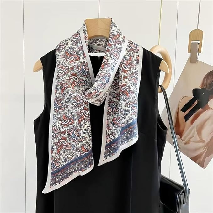 100% Mulberry Silk Ribbon Scarf for Hair Beach Head Wraps for Women Handbag accessories Necktie