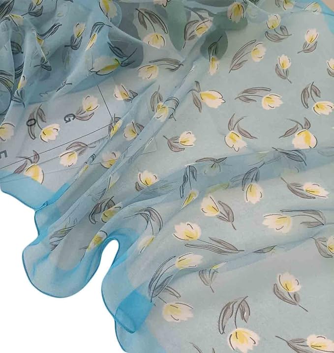 Pokeedioty Scarfs for Women Lightweight Scarves Elegant Floral Pattern Sheer Scarfs Shawls Wraps