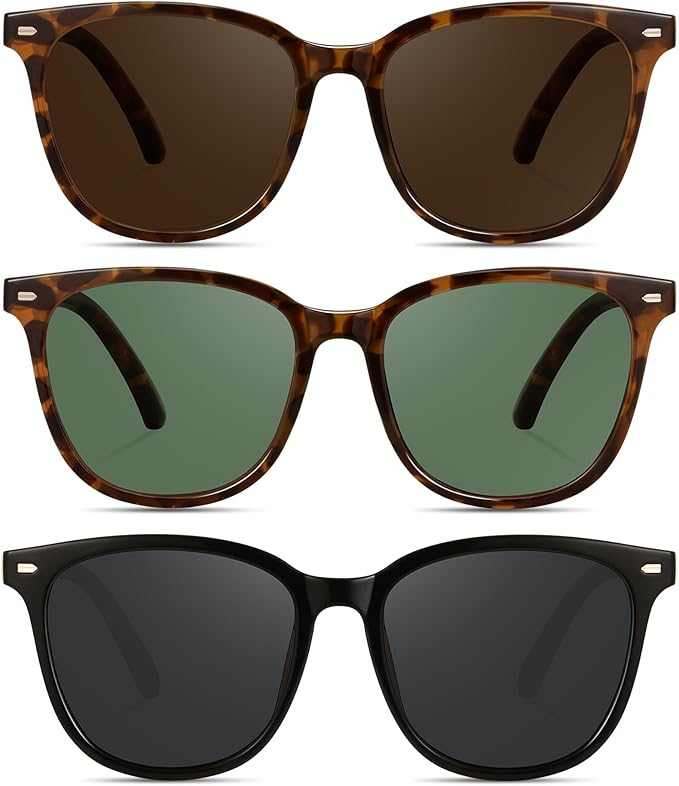 Retro Polarized Sunglasses for Women Men Big Frame Vintage Style Trendy Shade UV400 Protection Lens Sun Glasses