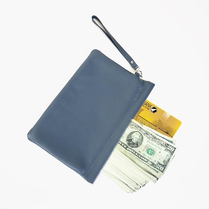Genuine Leather Wristlet Handbags Purses Cell Phone Pocket Clutch Wallet Coin Purse For Men Women