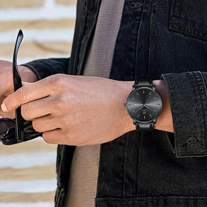 CHEETAH Minimalist Waterproof Quartz Watches for Men with Leather Strap, Auto Date