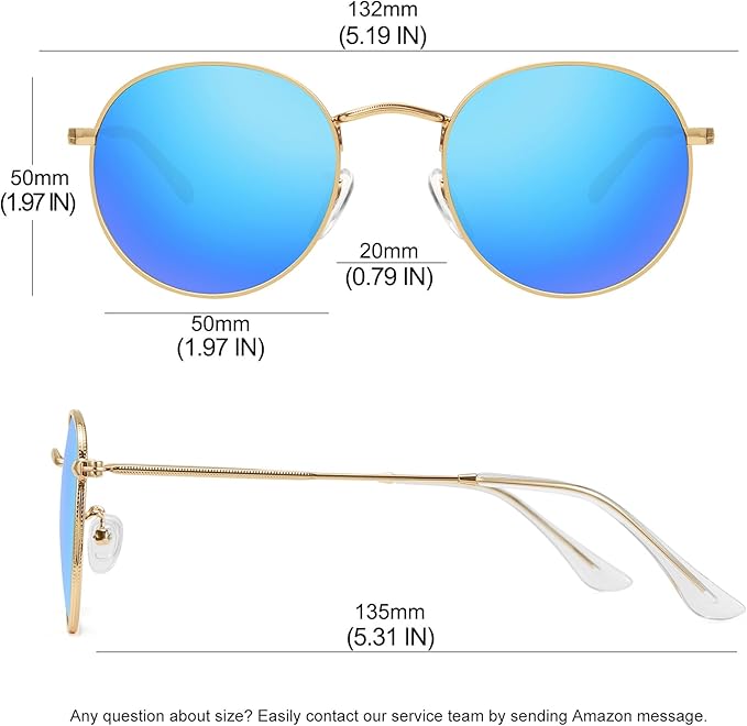 MEETSUN Round Polarized Sunglasses for Women Men Classic Retro Metal Frame Sun Glasses UV Protection