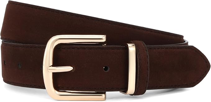 HOTWILL Women Suede Belt for Jeans Dresses Fashion Chunky Ladies Waist Belts with Gold Buckle