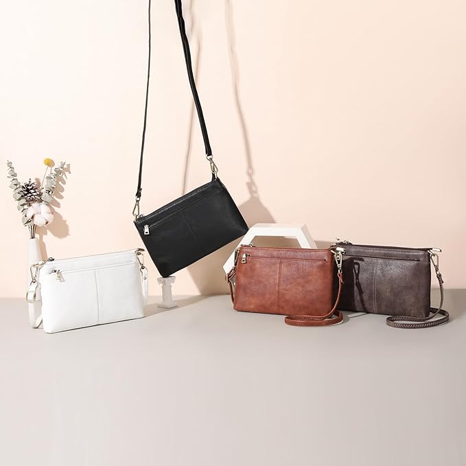SENDEFN Leather Crossbody Bag for Women Small Clutch Purses Crossbody Shoulder Handbag Wallet Purses RIFD Card Slots