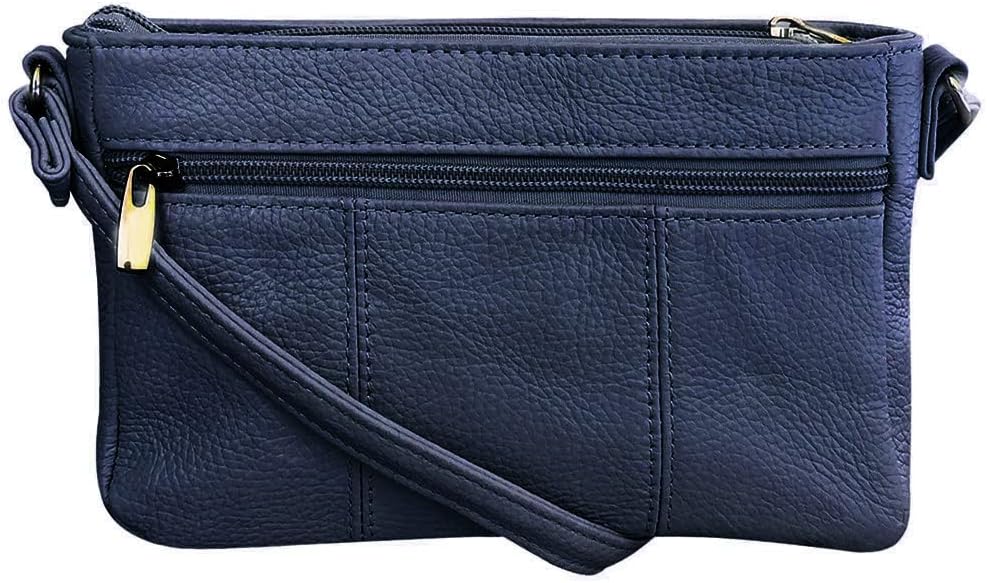 Cowhide Leather Women's Shoulder Purse Small Cross Body Organizer Bag with Many Pockets