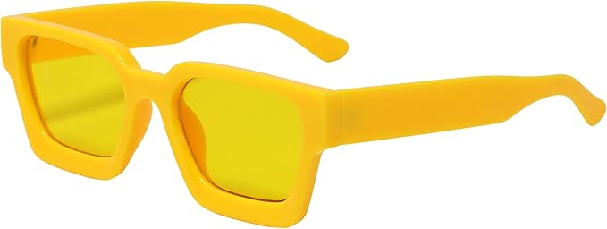 Retro Square Frame Sunglasses for Women Men Fashion Chunky Rectangle Sun Glasses UV400 Protection