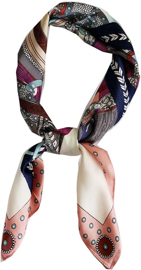 FONYVE Silk Feeling Scarf Medium Square Satin Head Scarf for Women 27.5 × 27.5 inches