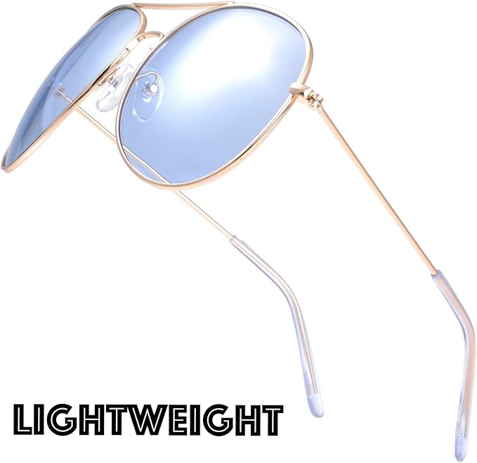 The Fresh Classic Aviator Frame Light Color Lens XL Oversized Sunglasses Gift Box